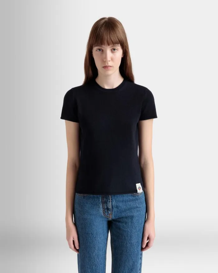 Women Bally Knitwear Knit Top In Navy Blue Cashmere Blue Women Bally Knitwear Knit Top In Navy Blue Cashmere Blue