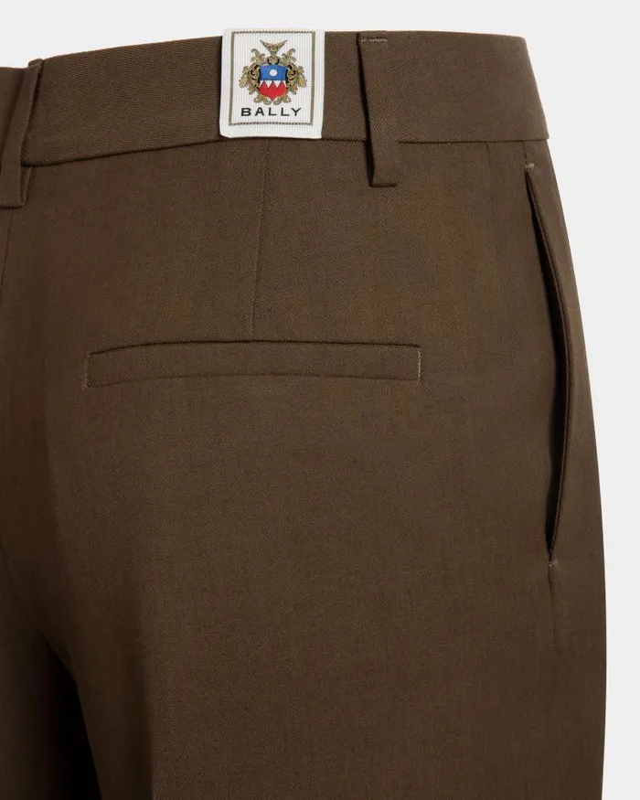 Women Bally Pants StraightLeg Pants In Military Green Fluid Gabardine Green