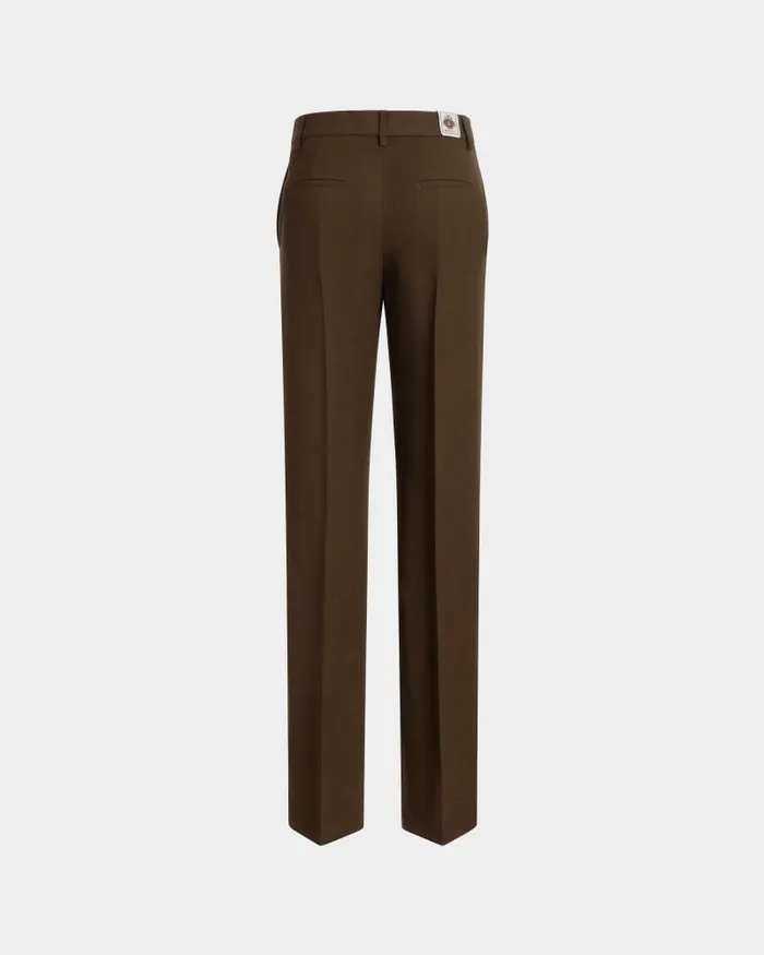 Women Bally Pants StraightLeg Pants In Military Green Fluid Gabardine Green