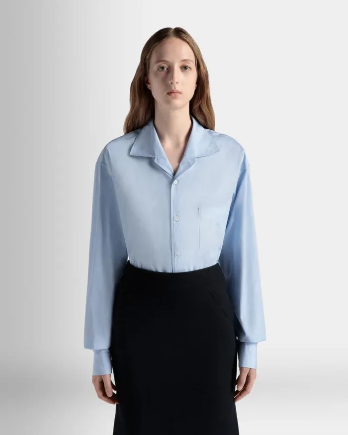 Women Bally Shirts and TShirts Long Sleeve Shirt In Light Blue Cotton Blue Women Bally Shirts and TShirts Long Sleeve Shirt In Light Blue Cotton Blue