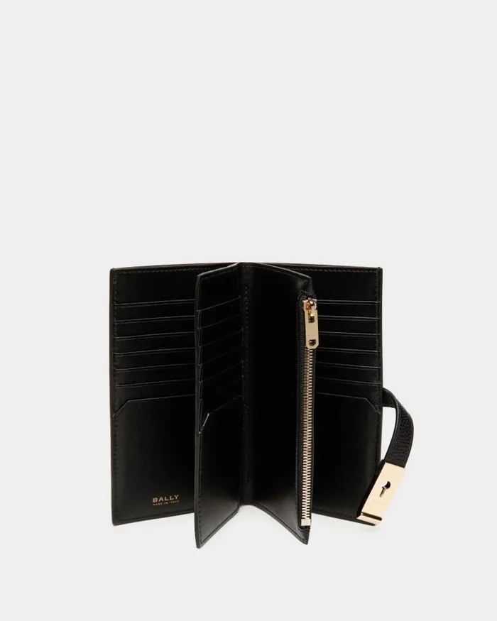 Women Bally Wallets and Card Holders Lock Me Long Wallet In Black Grained Leather Black Women Bally Wallets and Card Holders Lock Me Long Wallet In Black Grained Leather Black