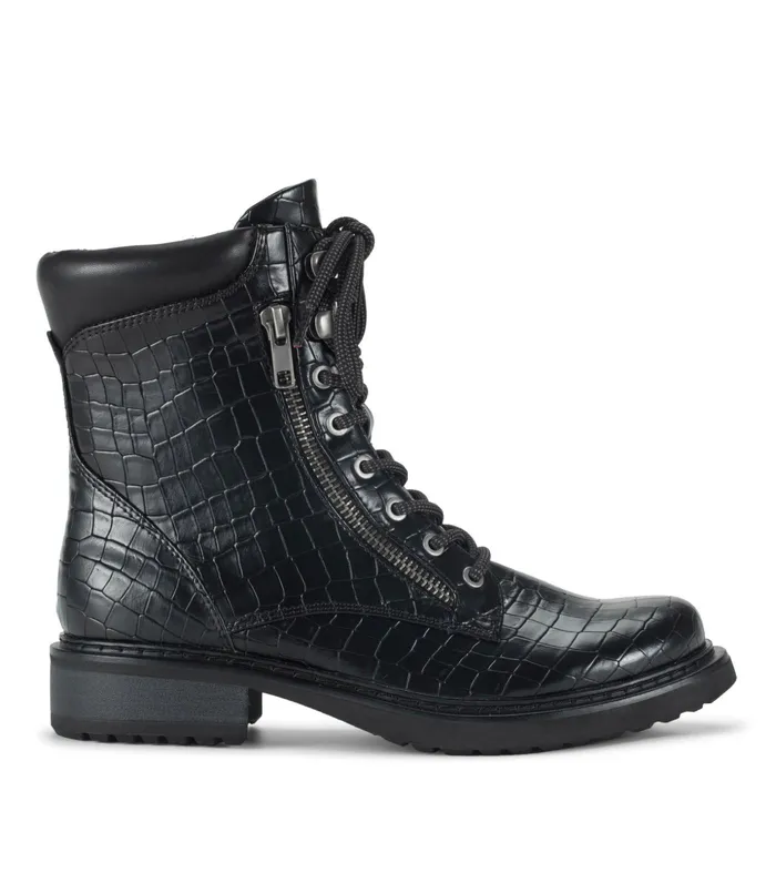 Women Baretraps Booties Holden Lace Up Bootie Black Croco
