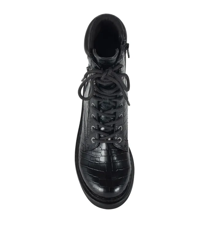Women Baretraps Booties Holden Lace Up Bootie Black Croco