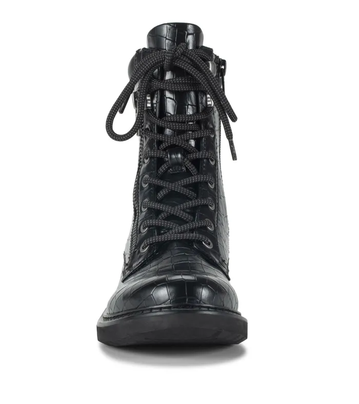 Women Baretraps Booties Holden Lace Up Bootie Black Croco