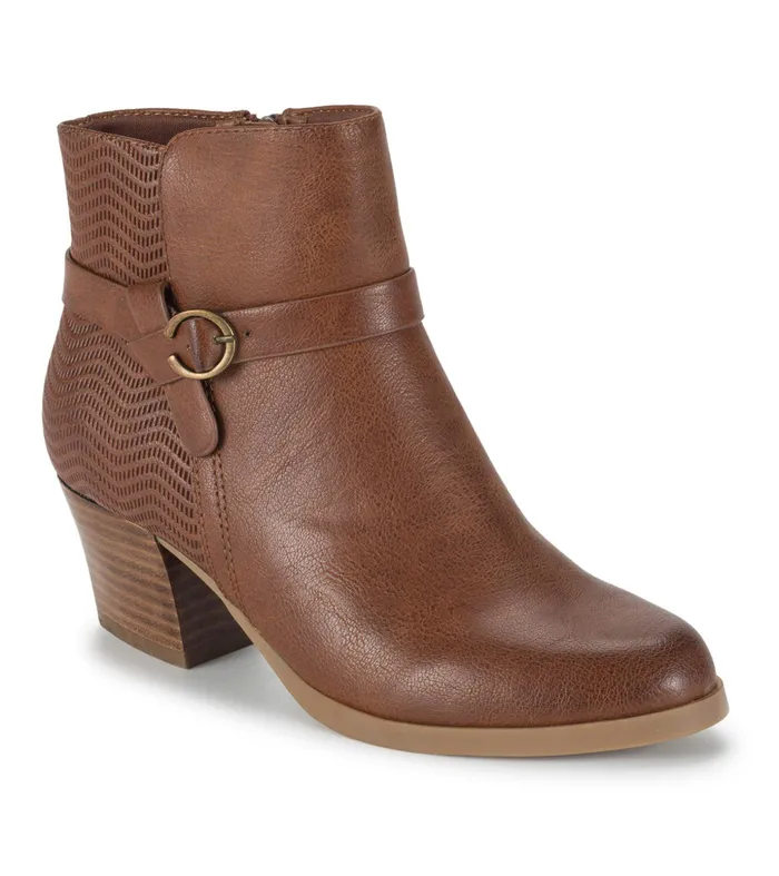 Women Baretraps Booties Linda Block Heel Bootie Cognac