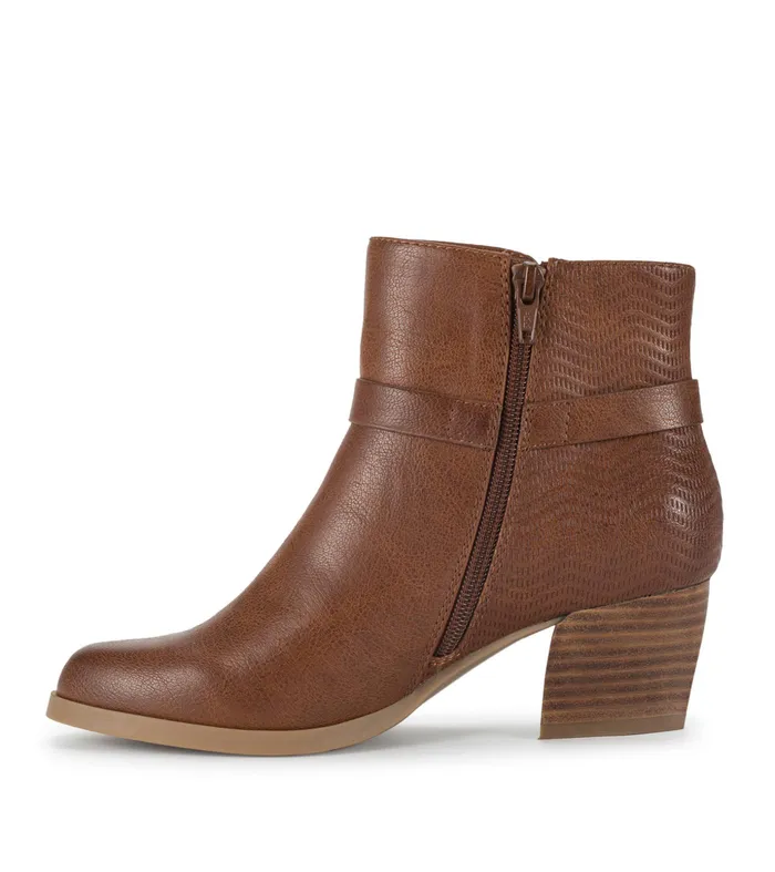 Women Baretraps Booties Linda Block Heel Bootie Cognac