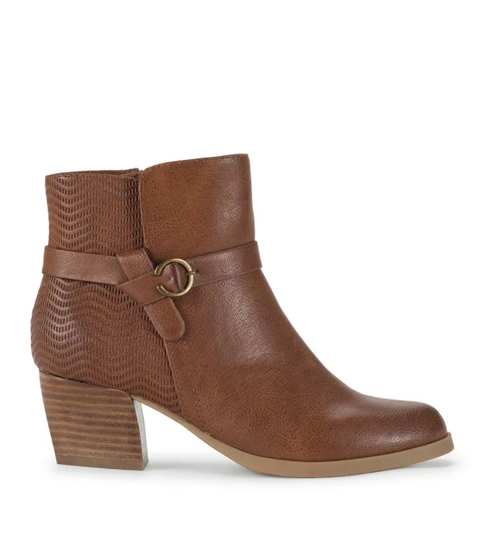 Women Baretraps Booties Linda Block Heel Bootie Cognac