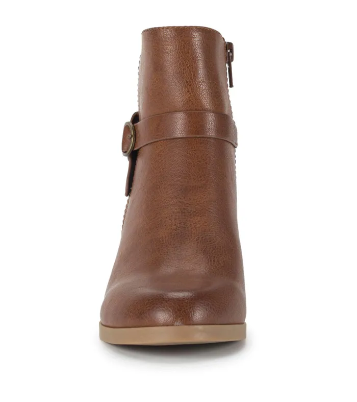 Women Baretraps Booties Linda Block Heel Bootie Cognac
