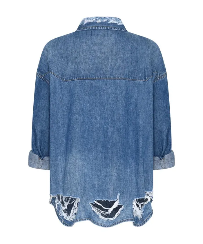Women BAY BLUE OVERSIZED REVOLVER SHIRT One Teaspoon Denim Shirts Women BAY BLUE OVERSIZED REVOLVER SHIRT One Teaspoon Denim Shirts