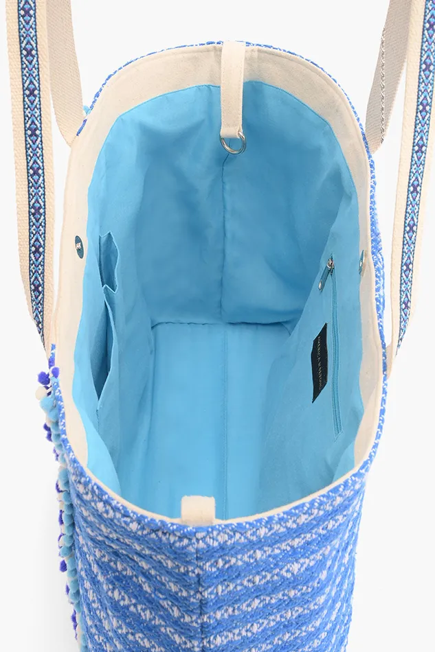 Women Beach Bags America and Beyond Silver Lake Blue Embellished Tote Women Beach Bags America and Beyond Silver Lake Blue Embellished Tote