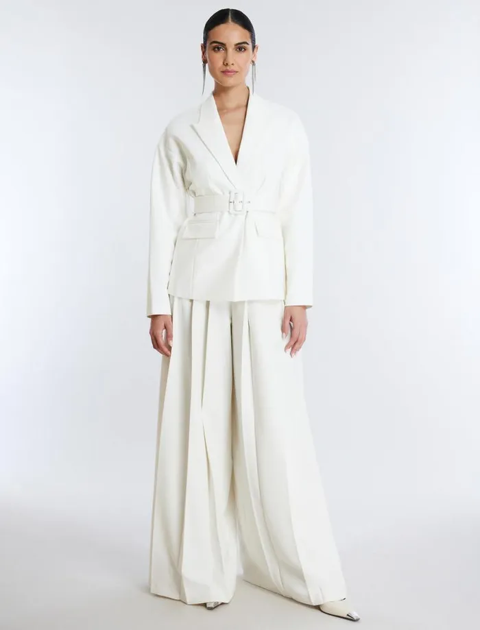 Women Belted Blazer Gardenia BCBG Suiting
