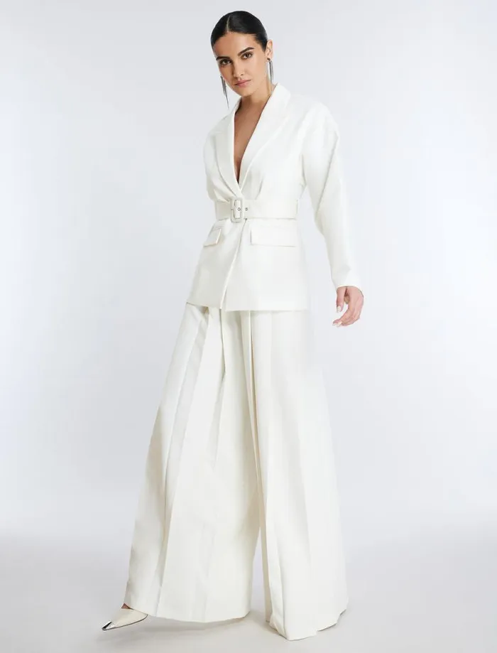 Women Belted Blazer Gardenia BCBG Suiting