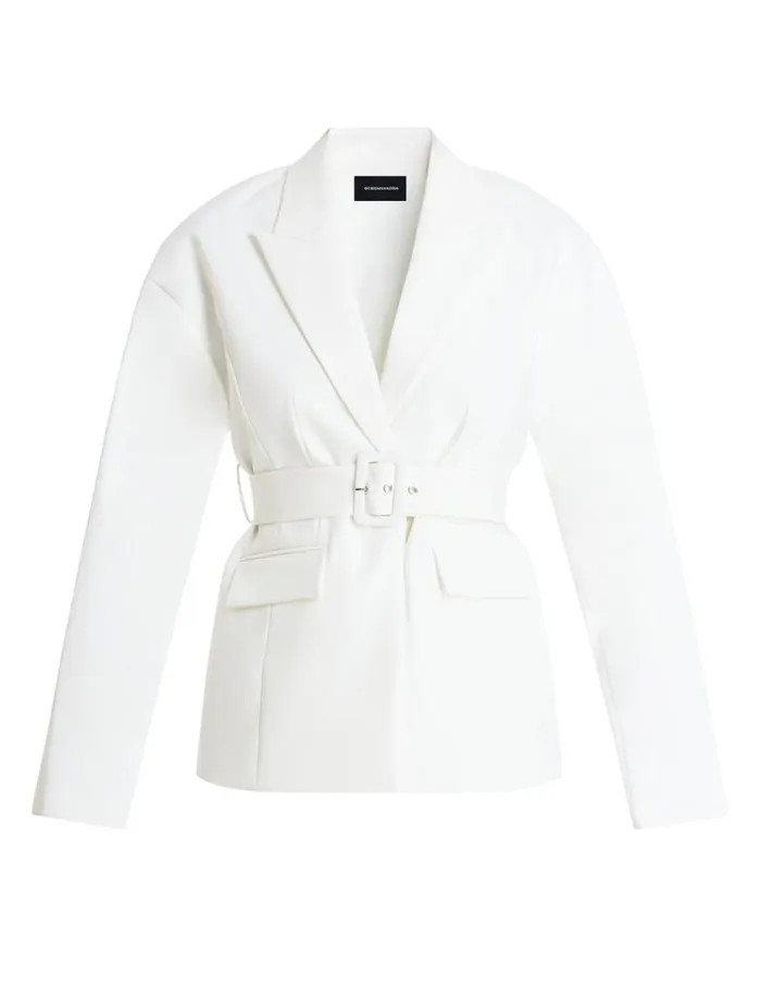 Women Belted Blazer Gardenia BCBG Suiting