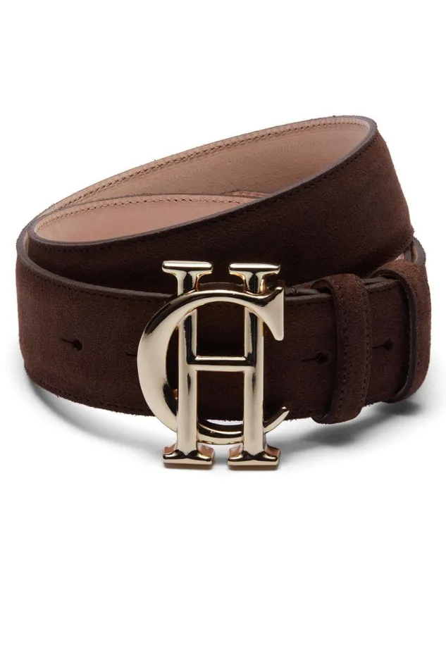 Women Belts Holland Cooper HC Classic Belt Suede Chocolate