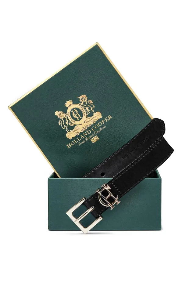 Women Belts Holland Cooper HC Slim Logo Belt Black