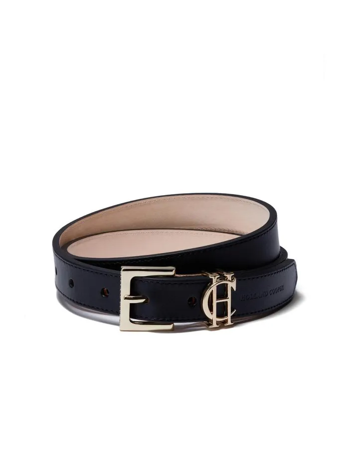 Women Belts Holland Cooper HC Slim Logo Belt Black Women Belts Holland Cooper HC Slim Logo Belt Black