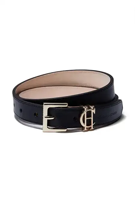 Women Belts Holland Cooper HC Slim Logo Belt Black Women Belts Holland Cooper HC Slim Logo Belt Black