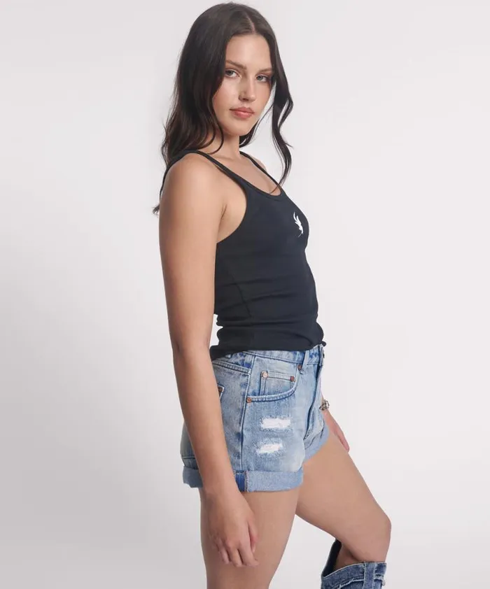 Women BLACK ONE TEASPOON RIB SINGLET One Teaspoon Tees and Tanks Women BLACK ONE TEASPOON RIB SINGLET One Teaspoon Tees and Tanks