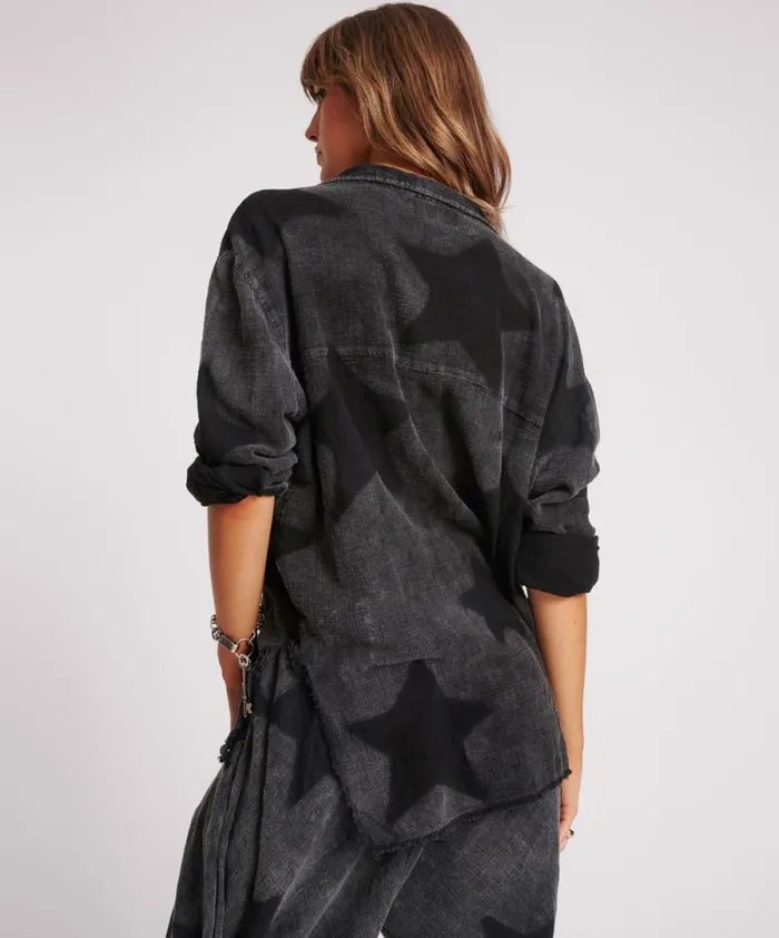 Women BLACK STAR MUSLIN LONGLINE SHIRT One Teaspoon Shirts Women BLACK STAR MUSLIN LONGLINE SHIRT One Teaspoon Shirts