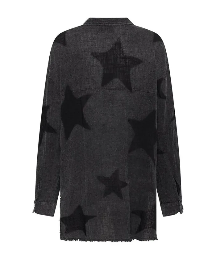Women BLACK STAR MUSLIN LONGLINE SHIRT One Teaspoon Shirts Women BLACK STAR MUSLIN LONGLINE SHIRT One Teaspoon Shirts