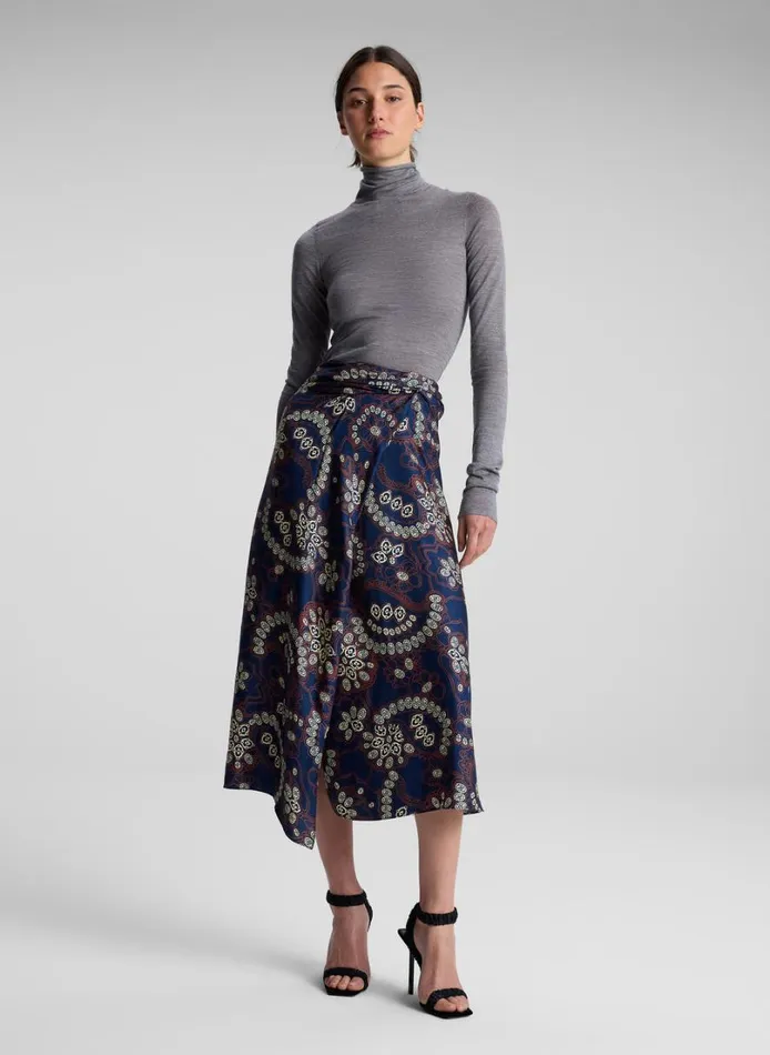 Women Bottoms ALC Clara Printed Midi Skirt Navycream