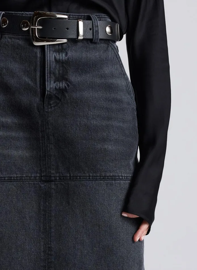 Women Bottoms ALC Hunter Denim Maxi Skirt Washed Black