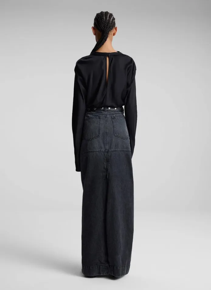 Women Bottoms ALC Hunter Denim Maxi Skirt Washed Black