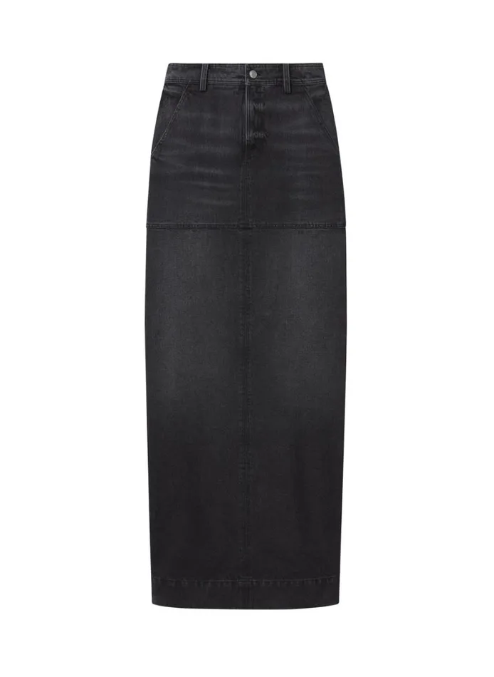 Women Bottoms ALC Hunter Denim Maxi Skirt Washed Black