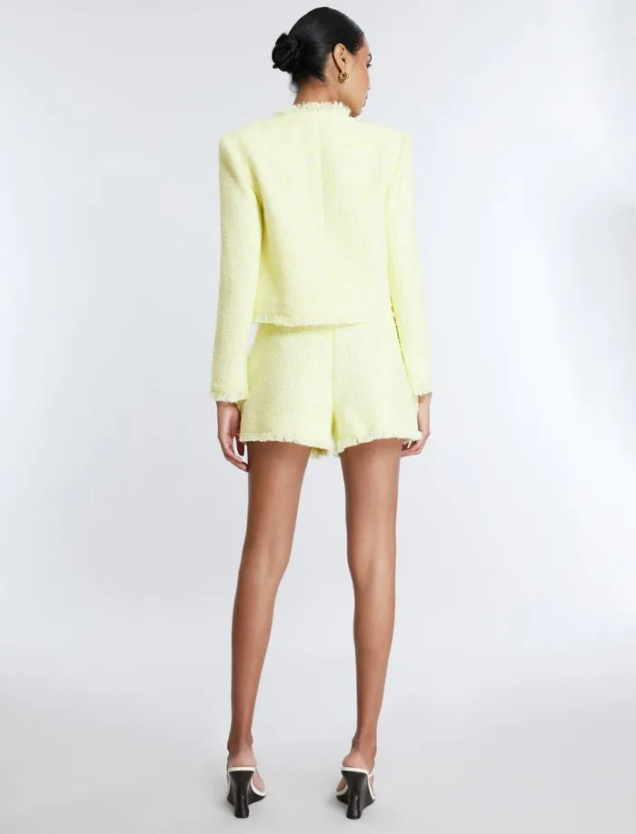 Women Boucle Tweed Jacket Yellow BCBG Jackets and Blazers Women Boucle Tweed Jacket Yellow BCBG Jackets and Blazers
