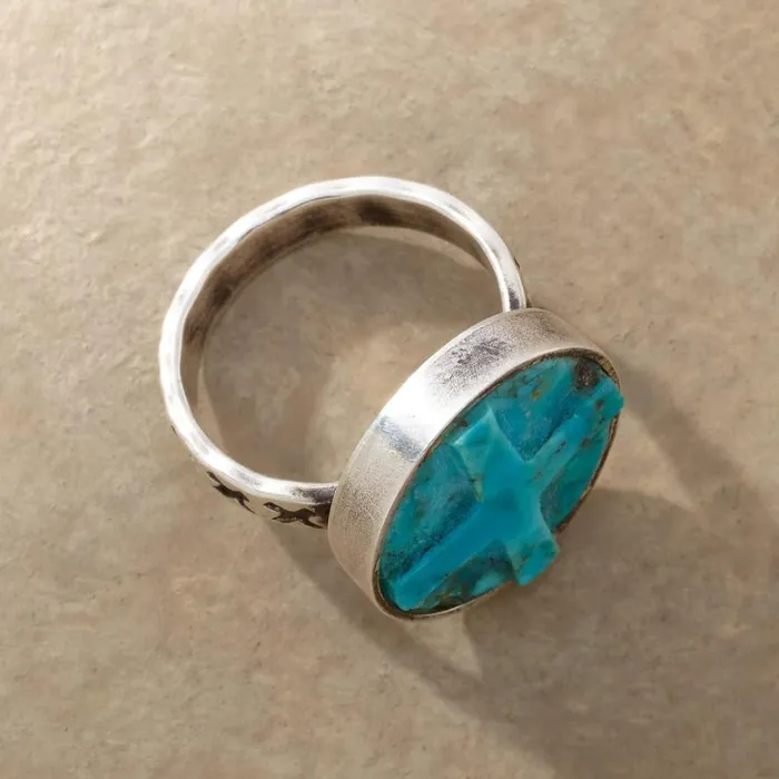 Women Carved Cross Ring Sundance Catalog Rings