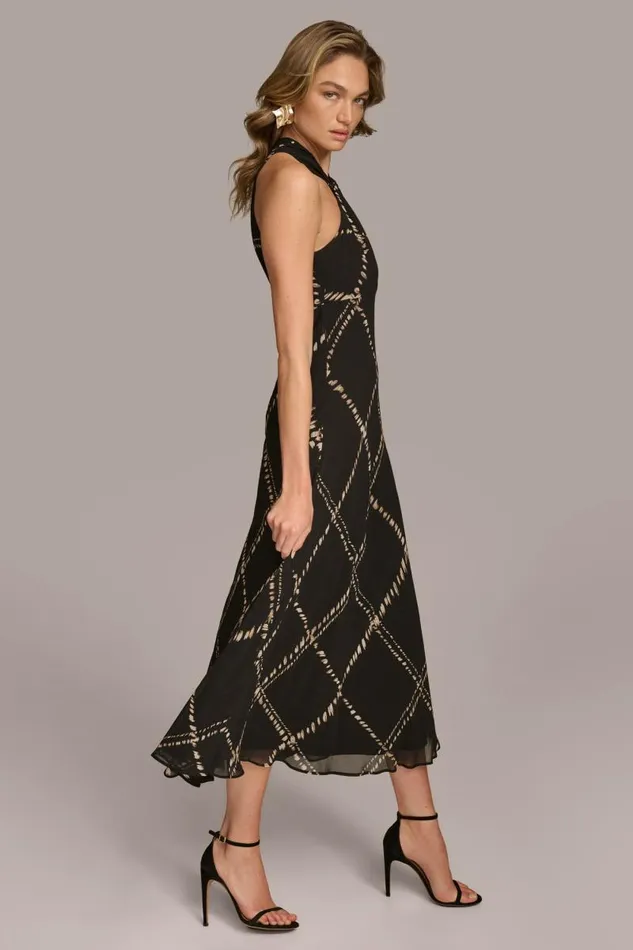 Women CHIFFON HALTER MIDI DRESS Blacksand Multi Donna Karan New York Dresses And Jumpsuits Women CHIFFON HALTER MIDI DRESS Blacksand Multi Donna Karan New York Dresses And Jumpsuits