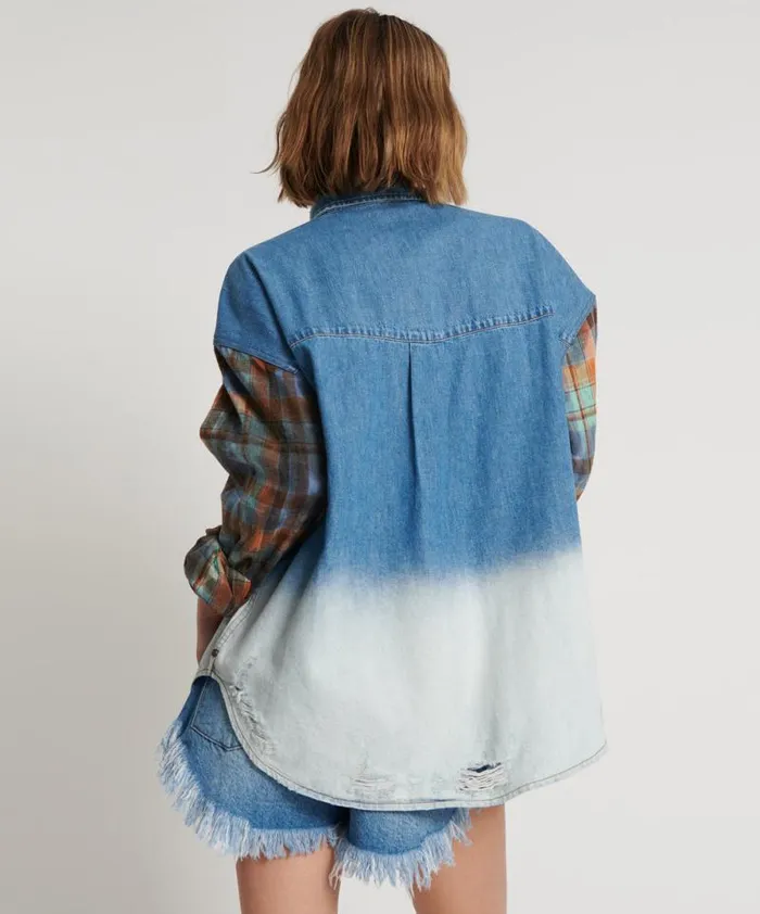 Women CIAO BLUE REVOLVER DENIM FLANNEL SHIRT One Teaspoon Denim Shirts Women CIAO BLUE REVOLVER DENIM FLANNEL SHIRT One Teaspoon Denim Shirts