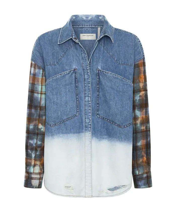 Women CIAO BLUE REVOLVER DENIM FLANNEL SHIRT One Teaspoon Denim Shirts Women CIAO BLUE REVOLVER DENIM FLANNEL SHIRT One Teaspoon Denim Shirts
