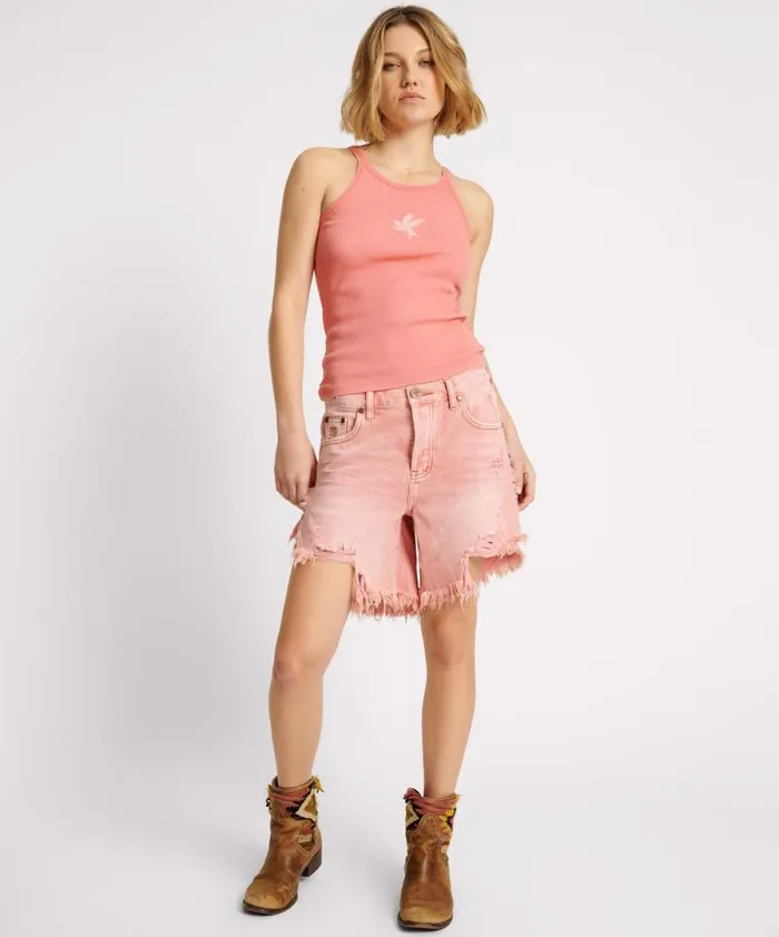 Women CORAL ONE TEASPOON RIB SINGLET One Teaspoon Tees and Tanks Women CORAL ONE TEASPOON RIB SINGLET One Teaspoon Tees and Tanks