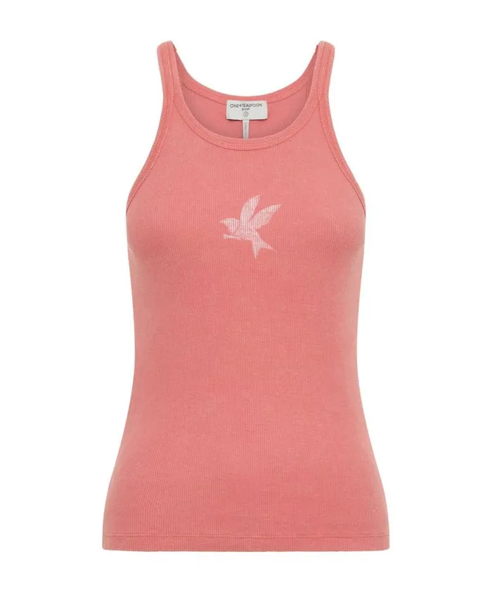 Women CORAL ONE TEASPOON RIB SINGLET One Teaspoon Tees and Tanks Women CORAL ONE TEASPOON RIB SINGLET One Teaspoon Tees and Tanks