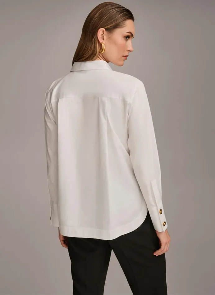 Women COTTON COLLARED BUTTON DOWN White Donna Karan New York Sweaters And Tops Women COTTON COLLARED BUTTON DOWN White Donna Karan New York Sweaters And Tops