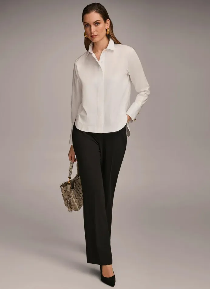 Women COTTON COLLARED BUTTON DOWN White Donna Karan New York Sweaters And Tops Women COTTON COLLARED BUTTON DOWN White Donna Karan New York Sweaters And Tops