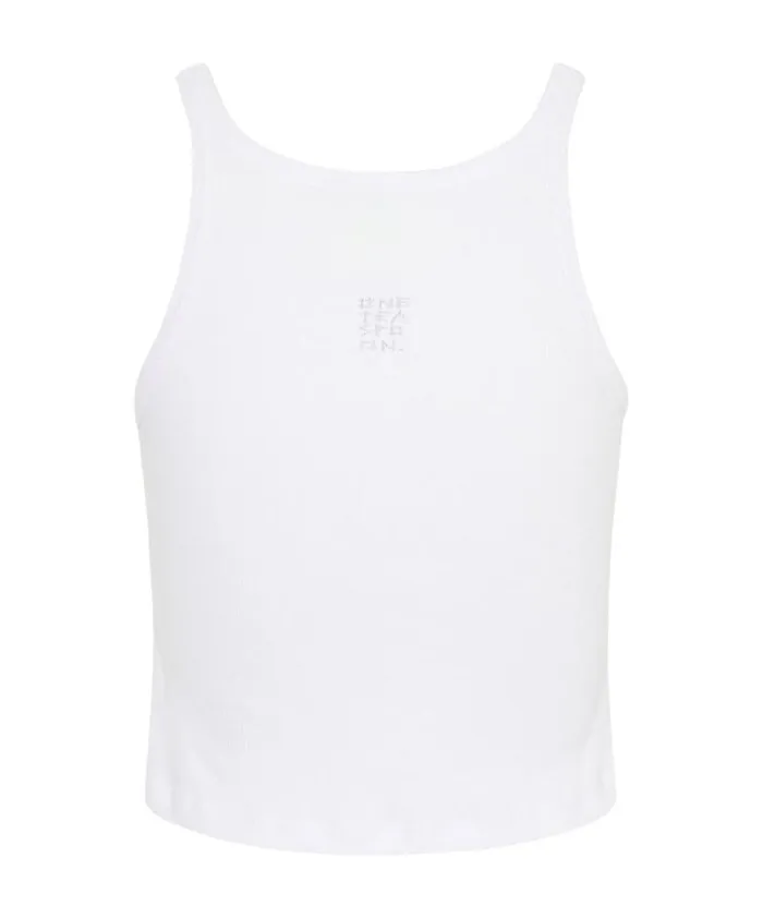 Women CROPPED BOWER BIRD RIBBED TANK TOP WHITE One Teaspoon Tees and Tanks Women CROPPED BOWER BIRD RIBBED TANK TOP WHITE One Teaspoon Tees and Tanks