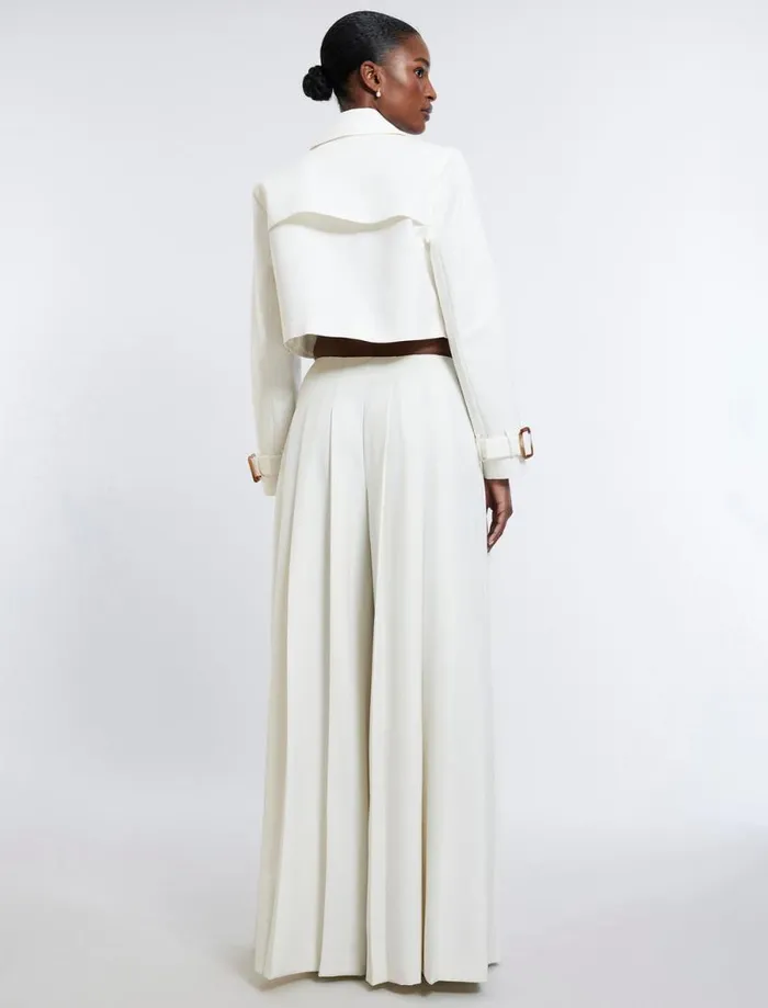 Women Cropped Trench Jacket Gardenia BCBG Jackets and Blazers Women Cropped Trench Jacket Gardenia BCBG Jackets and Blazers