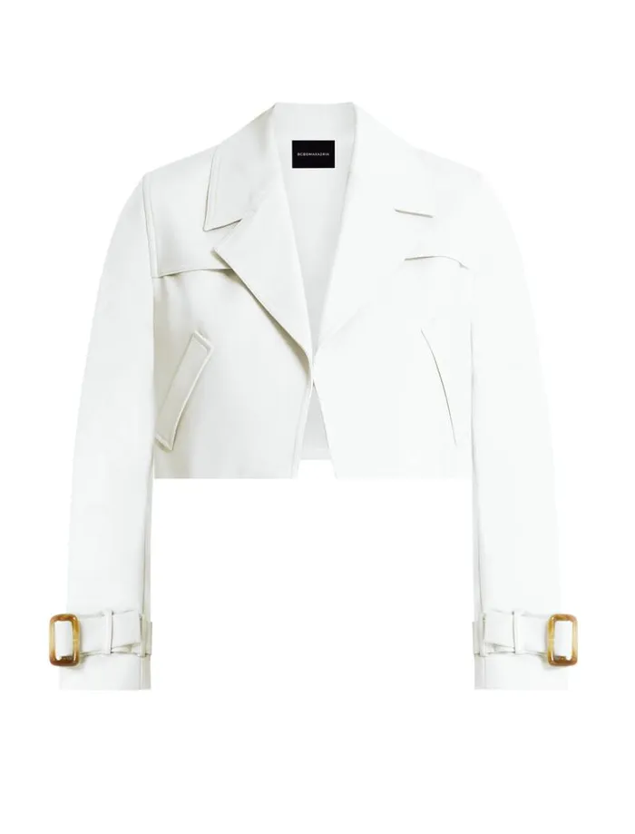 Women Cropped Trench Jacket Gardenia BCBG Jackets and Blazers Women Cropped Trench Jacket Gardenia BCBG Jackets and Blazers