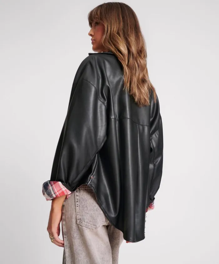 Women DARIA FAUX LEATHER FLANNEL SHACKET One Teaspoon Jackets