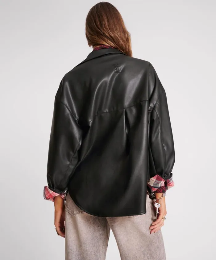 Women DARIA FAUX LEATHER FLANNEL SHACKET One Teaspoon Jackets