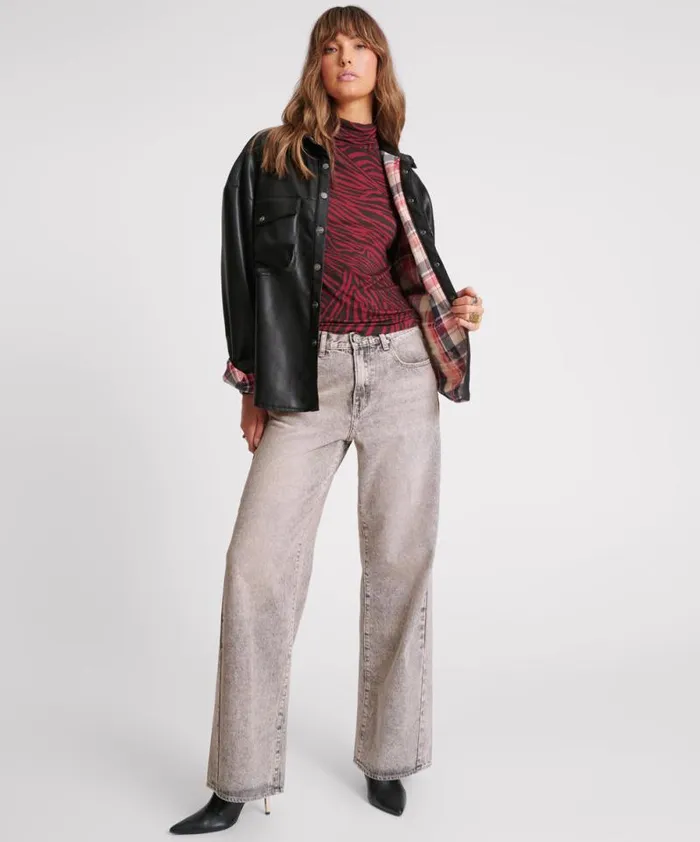 Women DARIA FAUX LEATHER FLANNEL SHACKET One Teaspoon Jackets