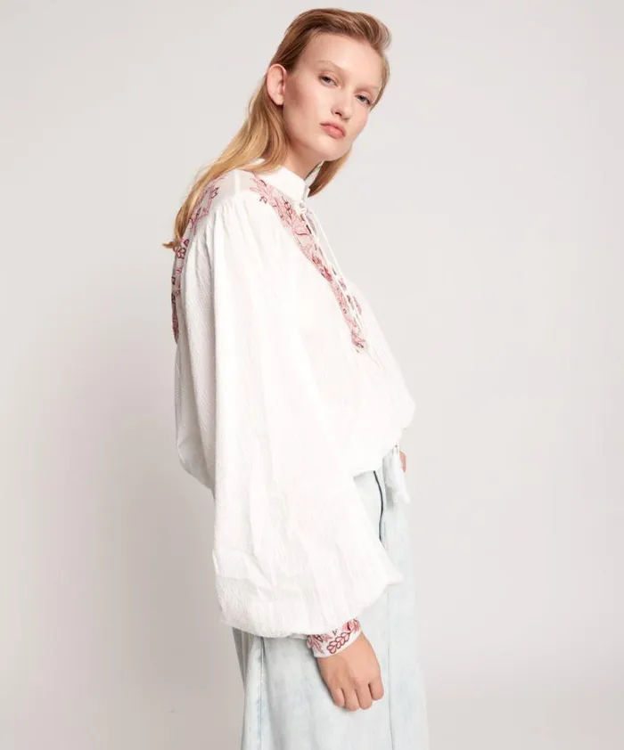 Women DESERT FLORAL EMBROIDERED GYPSY TOP One Teaspoon Tops