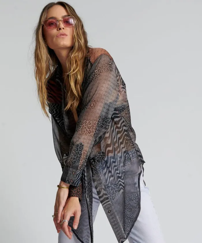 Women DILEMA SHEER UTILITY SHIRT One Teaspoon Shirts Women DILEMA SHEER UTILITY SHIRT One Teaspoon Shirts