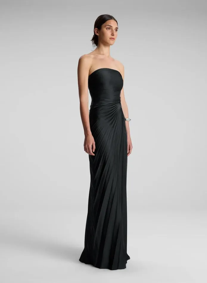 Women Dresses ALC Bianca Strapless Pleated Maxi Dress Black