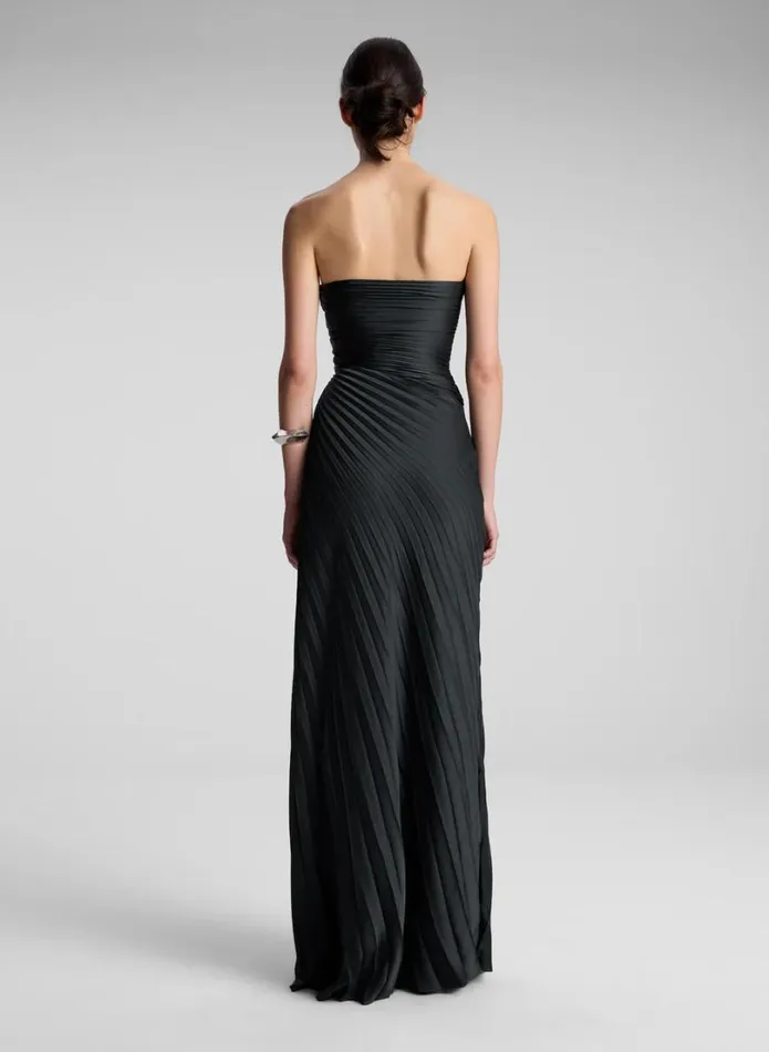 Women Dresses ALC Bianca Strapless Pleated Maxi Dress Black