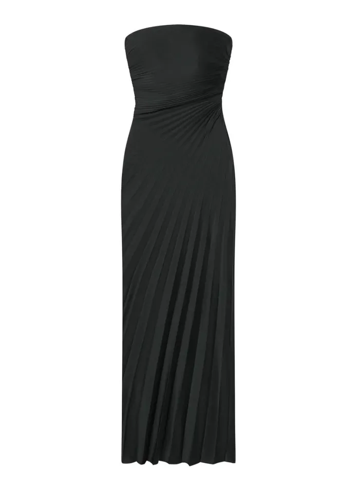 Women Dresses ALC Bianca Strapless Pleated Maxi Dress Black