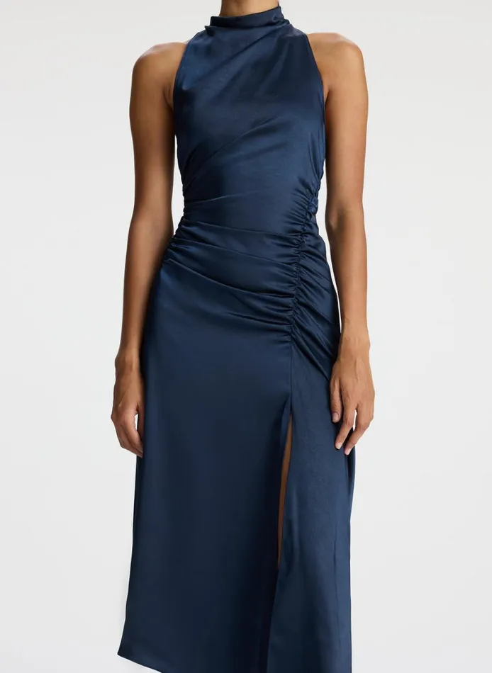 Women Dresses ALC Inez Satin Midi Dress Dark Sapphire