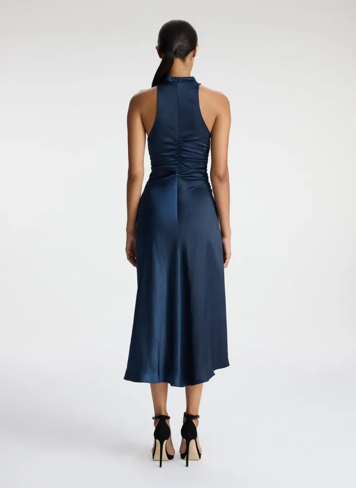 Women Dresses ALC Inez Satin Midi Dress Dark Sapphire